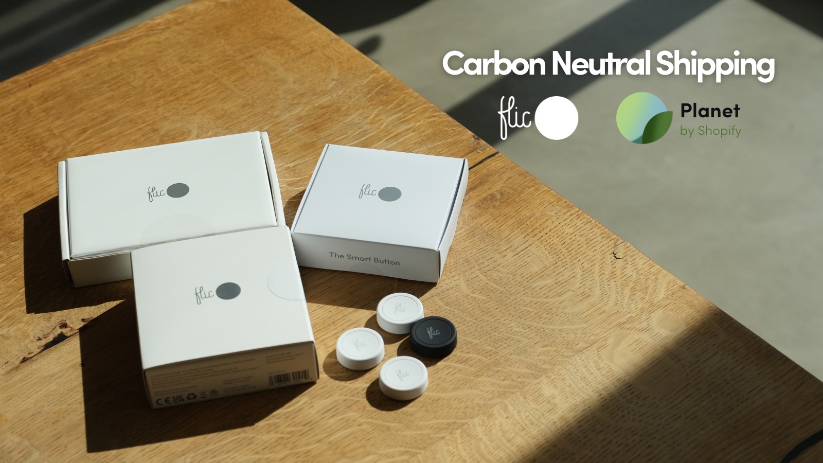 Marketing graphic for Flic carbon-neutral shipping.