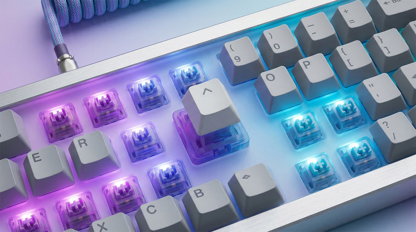 A backlit Mac keyboard photographed from above.